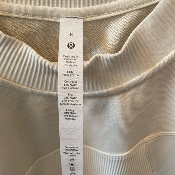 Lululemon White Sweatshirt Size 8 - Picture 3 of 3